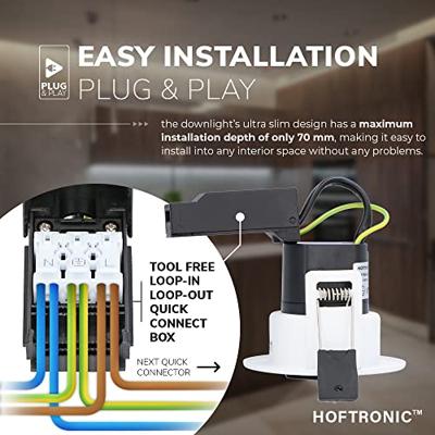 Malta LED inbouwspot - 5 Watt 400 lumen - 2700K warm wit - Dimbaar - Rond - Kantelbaar - IP44 waterdicht - Wit - Incl. Quick Connector box