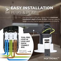 Set van 3 Malta LED inbouwspots - 5 Watt 400 lumen - 2700K warm wit - Dimbaar - Rond - Kantelbaar - IP44 waterdicht - Wit - Incl. Quick Connector box - thumbnail