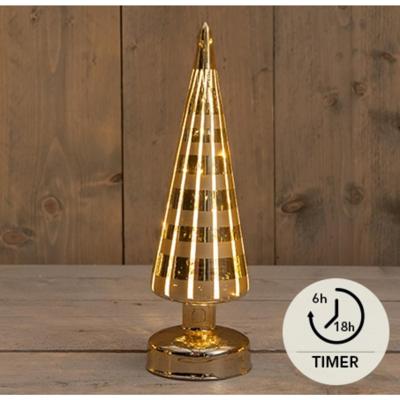 Kerstboompje glas ruit 10led warm wit 30x9 cm goud mat/glans Anna's Collection - Annas collection