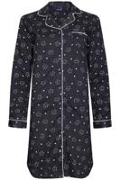 Zwart/Grijs doorknoopnachthemd katten - thumbnail