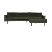 WOOOD Rodeo bank chaise longue rechts velvet Donkergroen - thumbnail