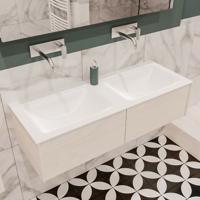 Mondiaz Lush Cloud badmeubel underlayment 120 cm 2 lades solid surface dubbele spoelbak zonder kraangat - thumbnail