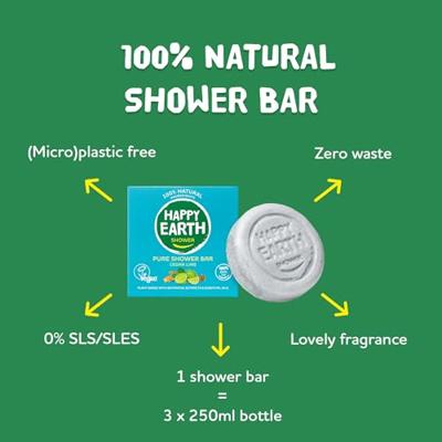 Happy Earth Pure Shower Bar Cedar Lime