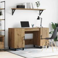 Bureau artisanaal eikenkleurig 140 x 50 x 75 cm Bewerkt hout - thumbnail