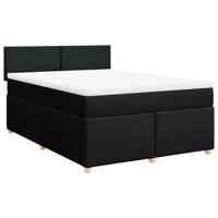 Boxspring met matras stof zwart 160x200 cm - thumbnail