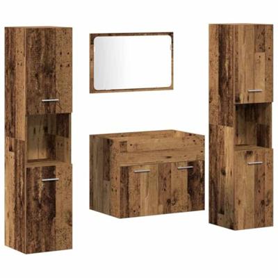 Badkamermeubelset Wandgemonteerd 4 pcs Oud Hout Bewerkt hout