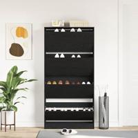 Schoenenkast Zwart eiken 80 x 21 x 163.5 cm Bewerkt hout - thumbnail