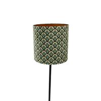 QAZQA Vloerlamp zwart kap pauw dessin gouden binnenkant 40 cm - - thumbnail