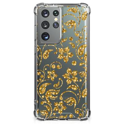Samsung Galaxy S21 Ultra Case Gouden Bloemen Samsung Galaxy S21 Ultra Case Gouden Bloemen