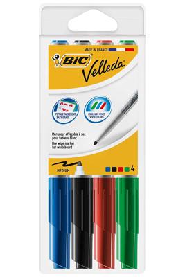 Bic whiteboardmarker Velleda 1741, in geassorteerde kleuren, etui van 4 stuks Bic whiteboardmarker Velleda 1741, in geassorteerde kleuren, etui van 4 stuks