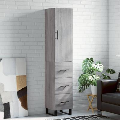 Hoge kast 34,5x34x180 cm bewerkt hout grijs sonoma eikenkleurig