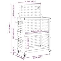 VidaXL Gereedschapswagen zwart 65 x 35 x 111 cm koudgewalst staal - thumbnail