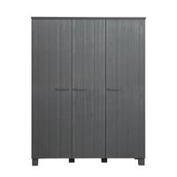 WOOOD Kledingkast 'Dennis' 3-deurs, kleur Staalgrijs - thumbnail