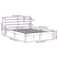 Bedframe met hoofdbord massief grenenhout 140x190 cm - thumbnail