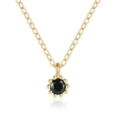 Elenza Goudkleurige Ketting met Zwarte Zirkonia in 925 Sterling Zilver