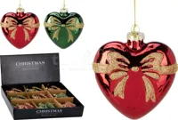 Kerstornament Hartje Strik 10cm Assorti 1st - thumbnail