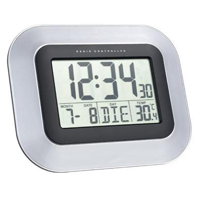 Techno Line WS 8005 Wandklok Zendergestuurd 22.8 cm x 18 cm x 2.8 cm Zilver, Zwart