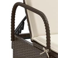 Ligbed met wielen en kussen poly rattan bruin - thumbnail