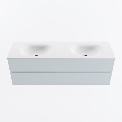 MONDIAZ VICA 150cm badmeubel onderkast Clay 2 lades. Wastafel MOON dubbel 2 kraangaten, kleur Talc.