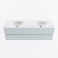 MONDIAZ VICA 150cm badmeubel onderkast Clay 2 lades. Wastafel MOON dubbel 2 kraangaten, kleur Talc. - thumbnail