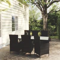 7-delige Tuinset met kussens poly rattan zwart - thumbnail