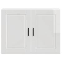Keukenwandkast Porto bewerkt hout hoogglans wit - thumbnail