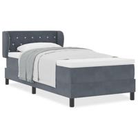 Box Spring Bed met Matras in Donkergrijs, 100x200 cm, Fluweel - thumbnail