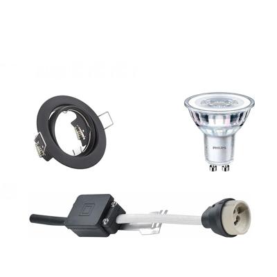 Philips CorePro LED Spot Set GU10 - Mat Zwart - Ø83mm Kantelbaar - 3000K