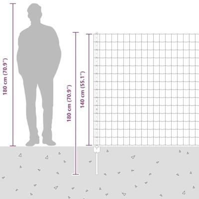 VidaXL Hek met paal zilver 1,4 x 10 m staal