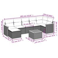 8-delige Loungeset met kussens poly rattan gemengd beige - thumbnail