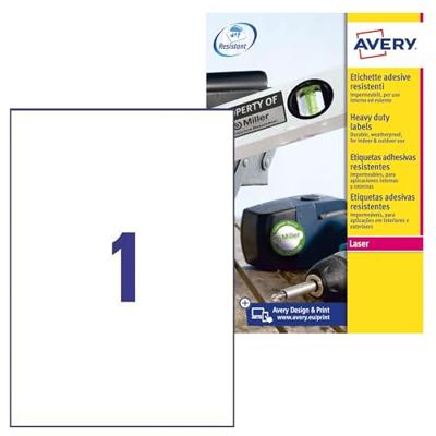 Avery-Zweckform L4775-100 210 x 297 mm Polyester folie Wit 100 stuk(s) Permanent hechtend Folie-etiketten