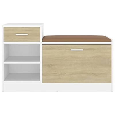 VidaXL Schoenenbank 94,5x31x57 cm bewerkt hout wit sonoma eikenkleurig