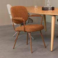 LABEL51 Eetkamerstoel 'Lausanne' Met armleuning, Bouclé, kleur Coral - thumbnail