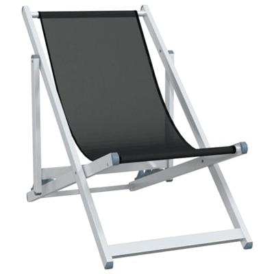 Strandstoelen inklapbaar 2 st aluminium en textileen zwart