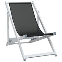 Strandstoelen inklapbaar 2 st aluminium en textileen zwart - thumbnail
