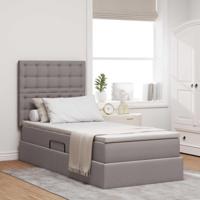 Opbergbed met LED met matras Taupe 90 x 200 cm Polyester - thumbnail