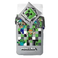 Minecraft Dekbedovertrek grijs 140 x 200 cm - Katoen (70 x 90 cm) - thumbnail