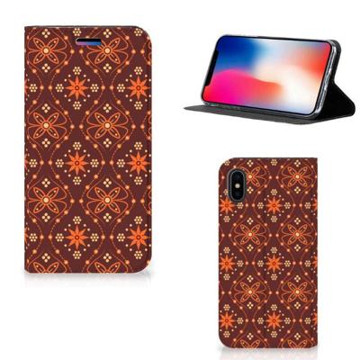Apple iPhone X | Xs | Hoesje met Magneet | Batik Brown Apple iPhone X | Xs | Hoesje met Magneet | Batik Brown