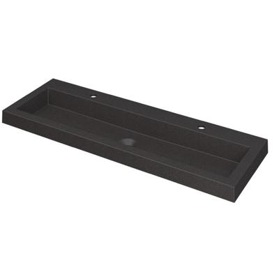 INK Dock Wastafel Quartz met 2 Kraangaten - 1200x400x60 mm - Quartz Zwart