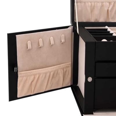 VidaXL Sieradendoosje 3-laags spiegel afsluitbaar 26x18x17,5 cm zwart