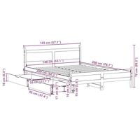 Bedframe zonder matras massief grenenhout wit 140x200 cm - thumbnail
