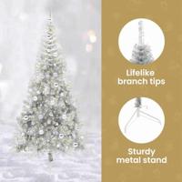 VidaXL Kunstmatig voorverlicht kerstboom met 300 led zilver 210 cm pet - thumbnail