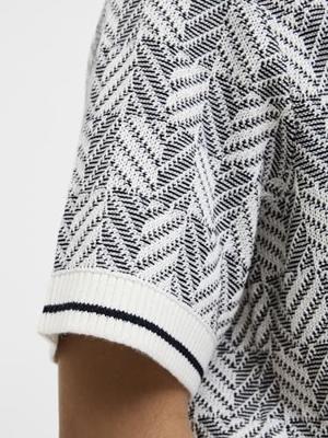 Jack & Jones Jprblucody Structure Knit Polo Ss Trui Korte Mouw Dark Denim