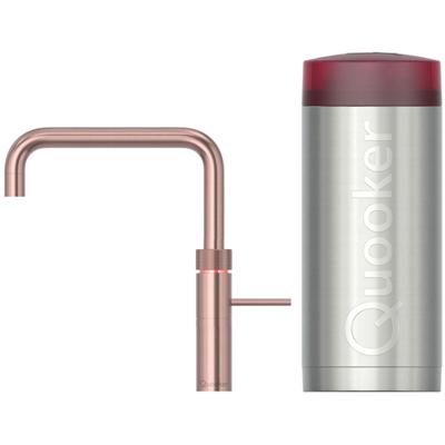 Quooker Fusion Square Keukenkraan Set - Kokend Warm- en Koud Water - Rosé Koper - Inclusief COMBI Reservoir