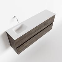 MONDIAZ ADA 120cm toiletmeubel dark brown. LEX wastafel talc links zonder kraangat - thumbnail