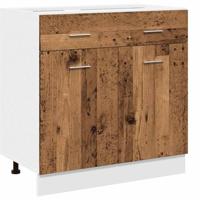 Onderkast met lade 80x46x81,5 cm bewerkt hout oud houtkleurig - thumbnail