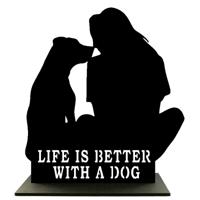 Houten Standaard - Vrouw met Hond - Pillow Buddies - thumbnail