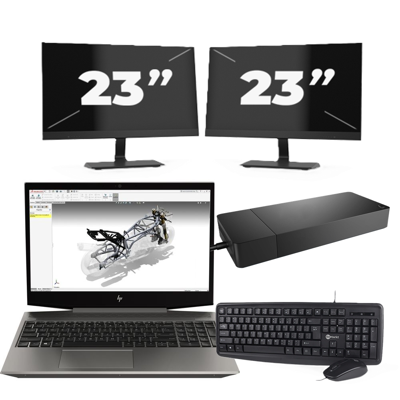 HP ZBook 15v G5 - Intel Core i7-9e Generatie - 15 inch - 16GB RAM - 256GB SSD - Windows 11 Home + 2x 23 inch Monitor