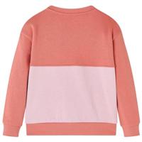 Kindertrui blokontwerp en kattenprint 140 roze - thumbnail