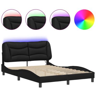 Bedframe met LED-verlichting kunstleer zwart 140x190 cm